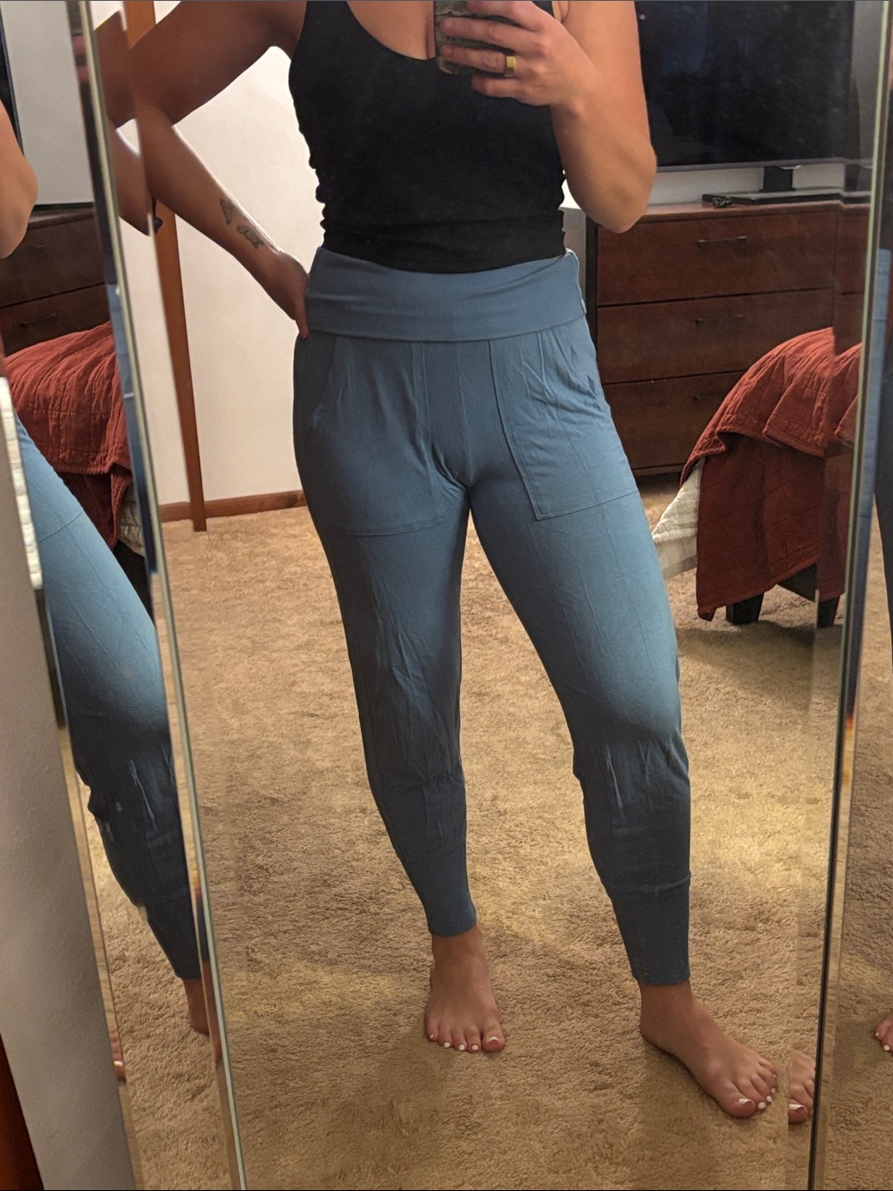 aerie Dusty Blue High-Waist Jogger Pants